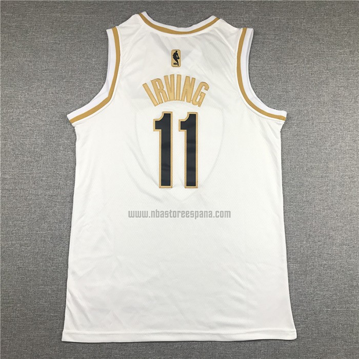 Camiseta Golden Edition Brooklyn Nets Kyrie Irving NO 11 Blanco